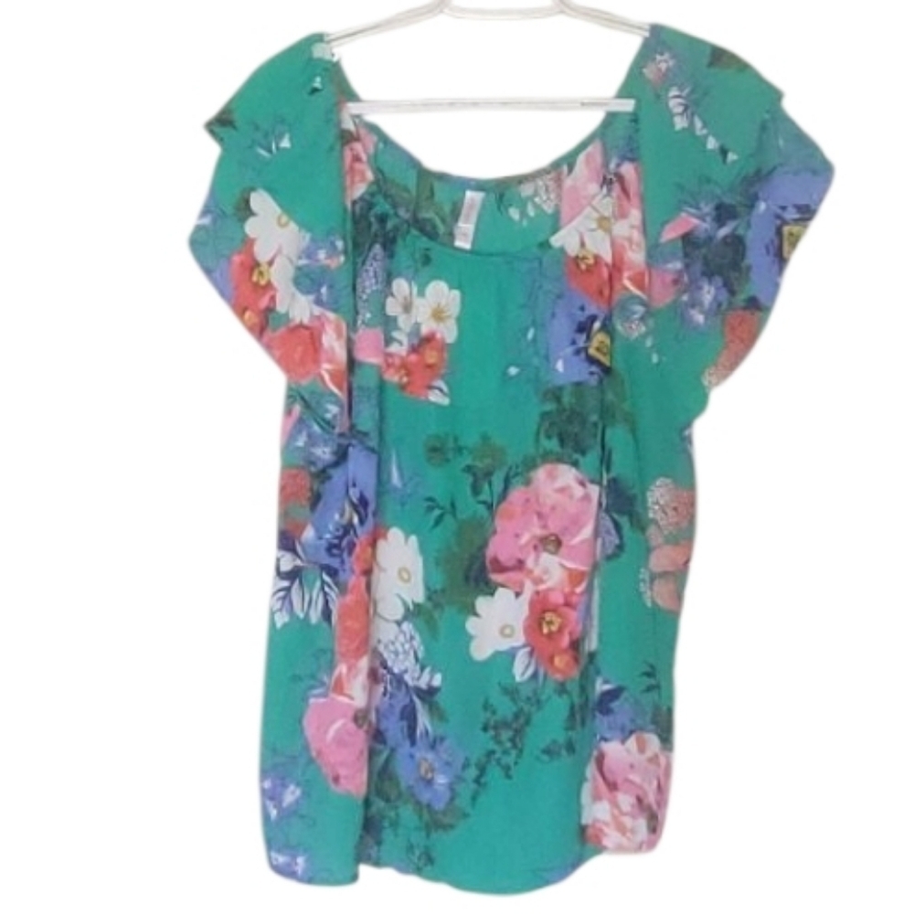 Target Brand Floral Sleeveless Ruffle Top Size XXL